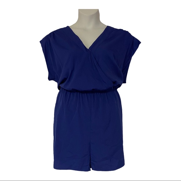 RD Style Pants - RD Style Pocket Romper Cobalt Blue V-neck Casual Beachy Shorts Jumpsuit Playsuit